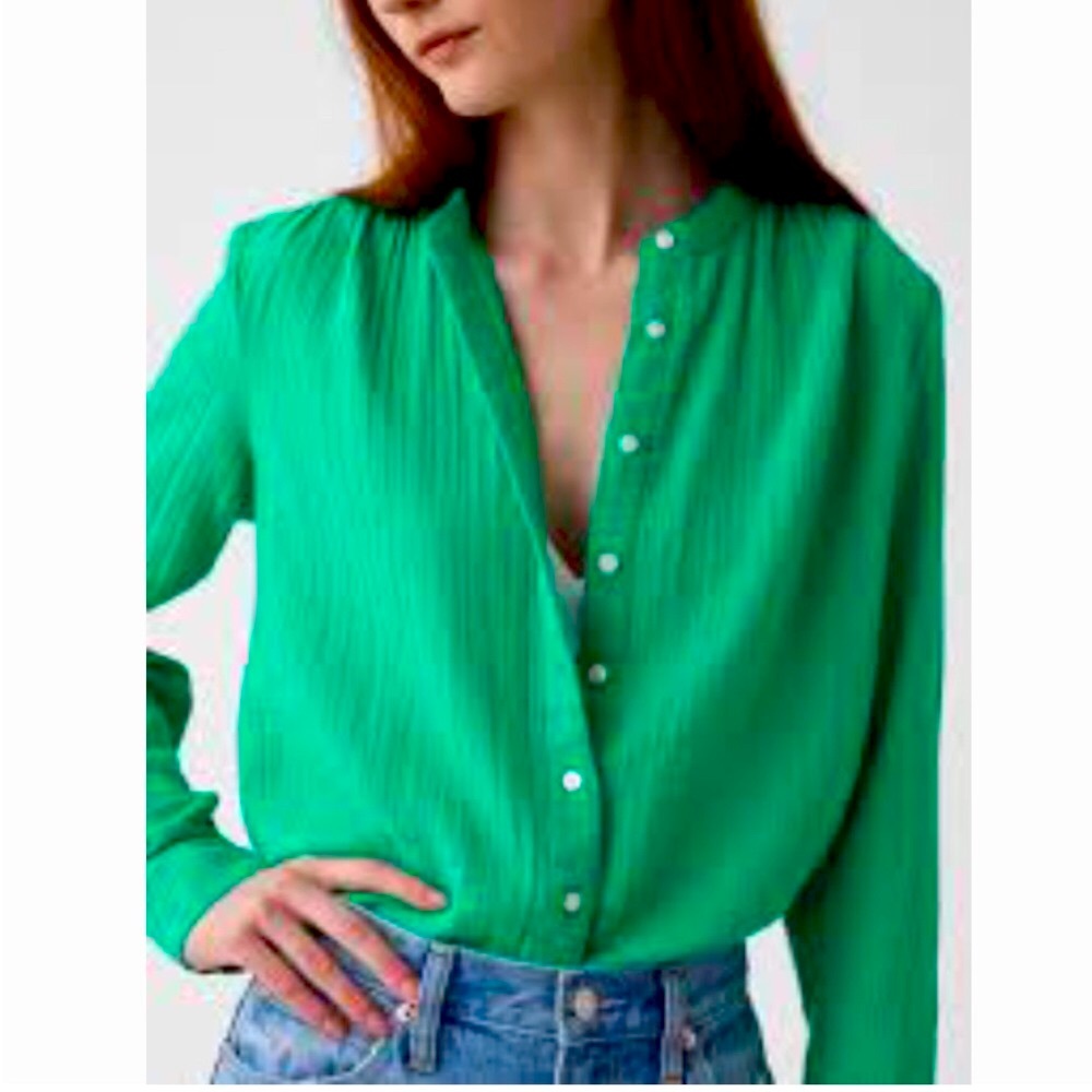 NIP Gap Vibrant Green Crinkle Gauze Shirt S